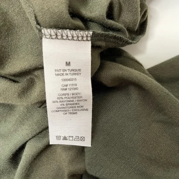 Garage Olive Green Cropped Long Sleeve Crew Neck Basic Top Medium Women’s - Picture 10 of 11